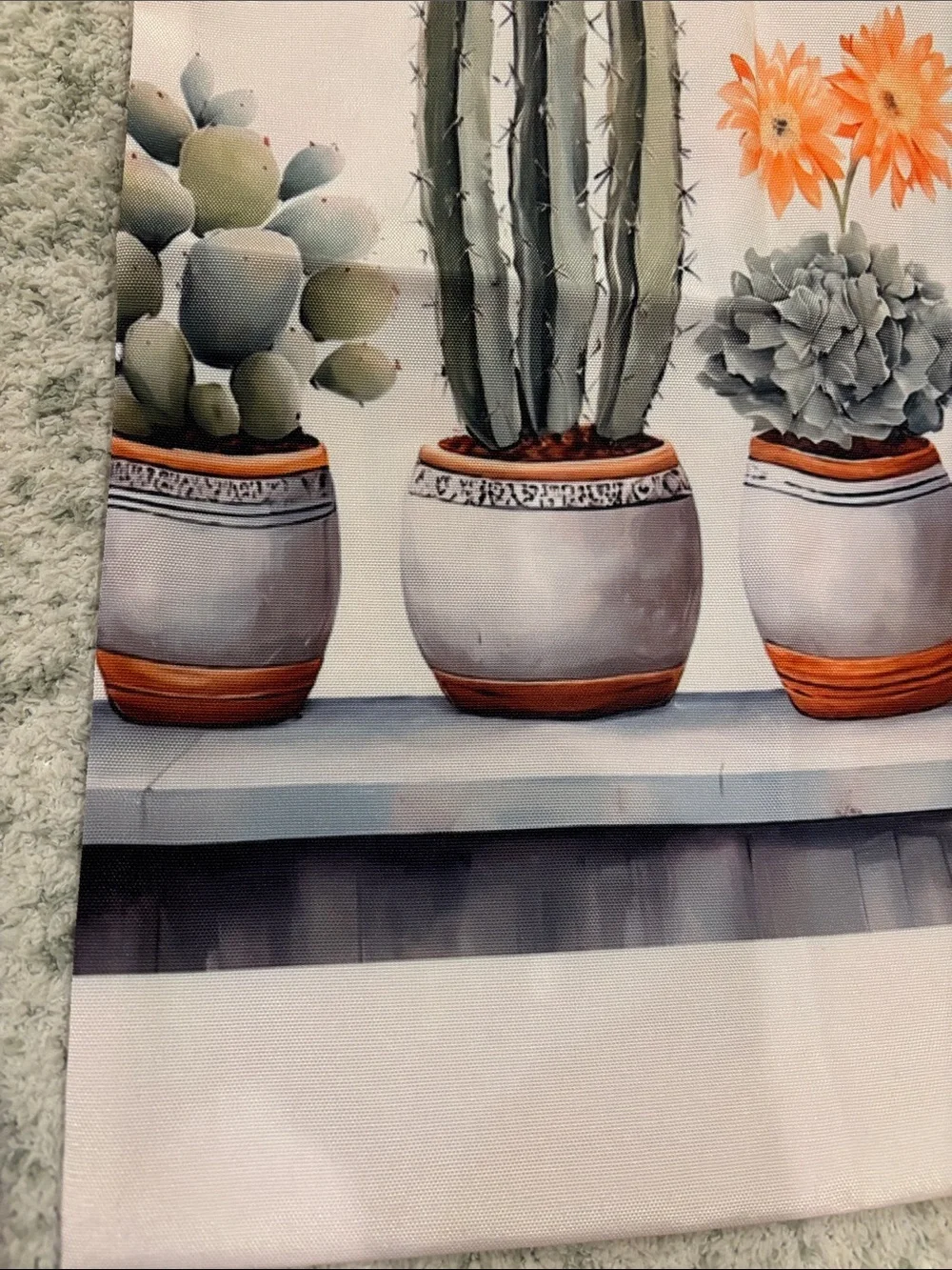 Southwest Desert Botanical Potted Cactus Succulent Poly Canvas Tote Bag NWT